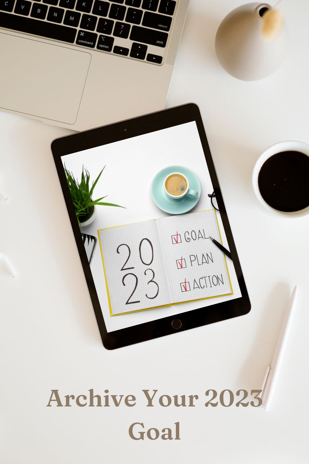 Beige Elegant Tablet Mockup Pinterest Pin